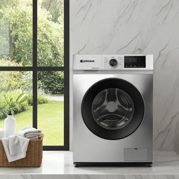 Lavadora 8 kg A-10% Inox Look con Motor Inverter y Vapor Johnson