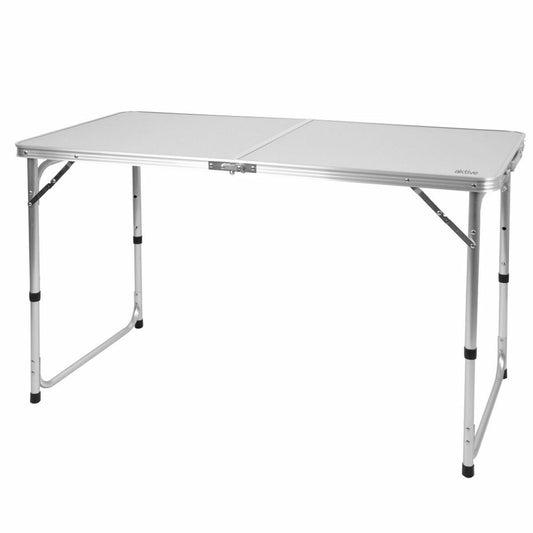 Mesa Plegable Camping Aktive 120x60cm | Altura Ajustable 60-70cm | Aluminio y MDF