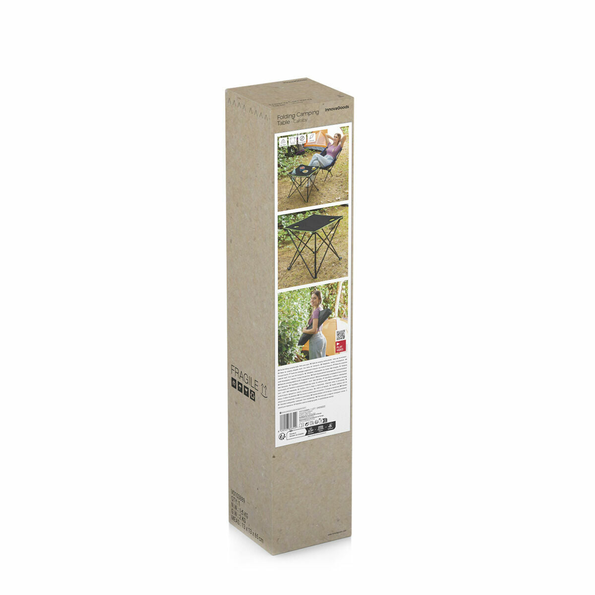 Mesa Camping Plegable InnovaGoods Cafolby | Textil con Funda 48x48cm InnovaGoods