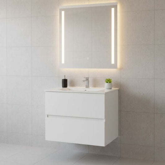Mueble de Baño Suspendido Sevilla con Lavabo 80 cm Blanco – Estilo Moderno Sin Espejo Ingersoll 1892