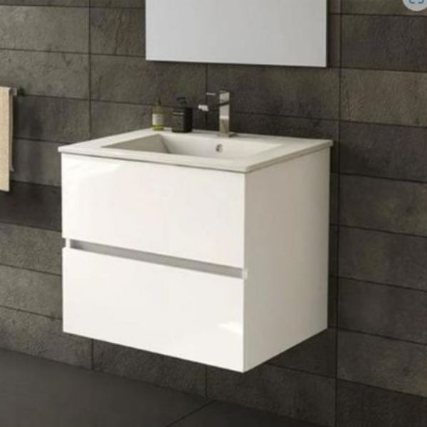 Mueble de Baño Suspendido Sevilla con Lavabo 80 cm Blanco – Estilo Moderno Sin Espejo Ingersoll 1892