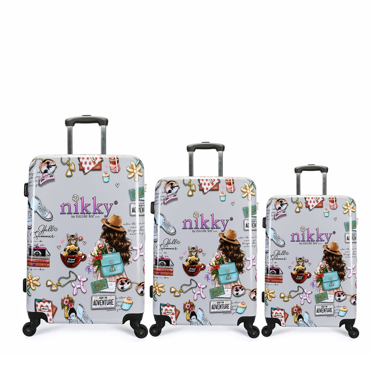 CONJUNTO 3 MALETAS DE PLASTICO ABS NIKKY WORLD Nikky By Nicole Lee