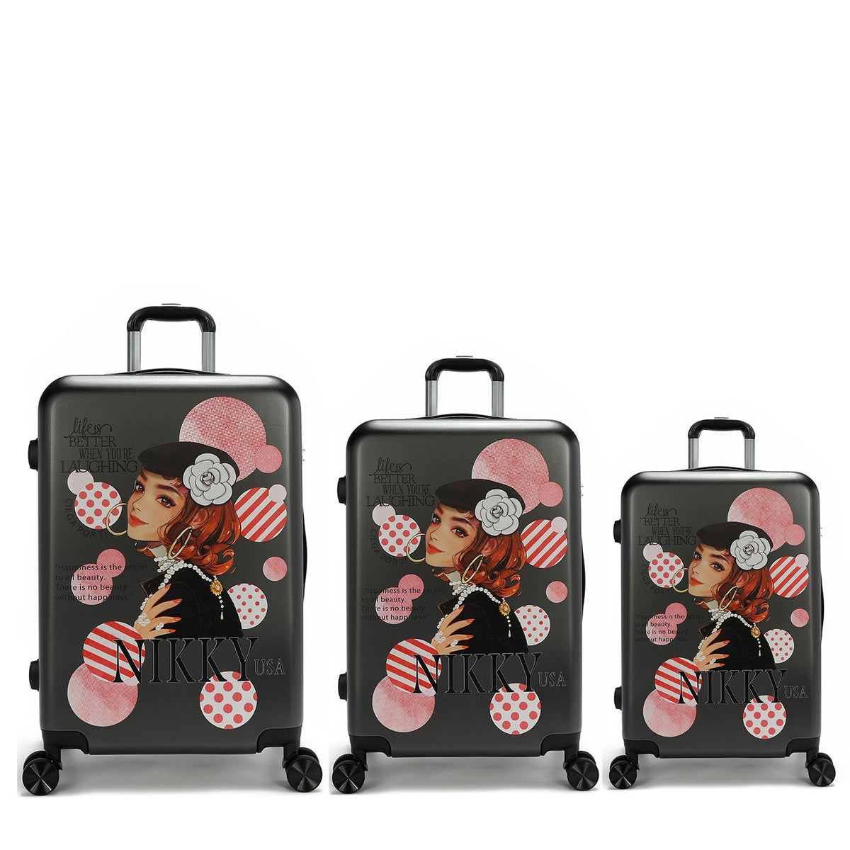 JUEGO DE 3 MALETAS RÍGIDAS (CIEGA POR TI) Nikky By Nicole Lee