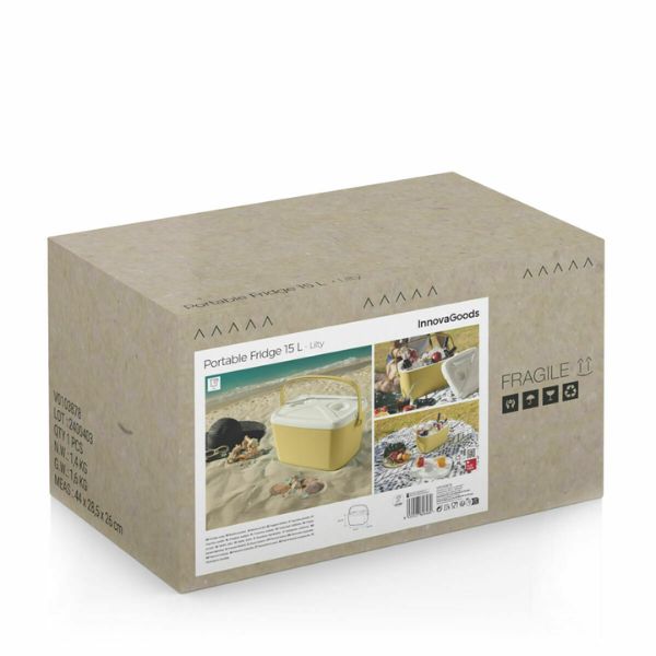 Nevera Rígida Lilty InnovaGoods 15 L – Retro Turquesa, Aislamiento Airpop y Tapa con Portavasos InnovaGoods