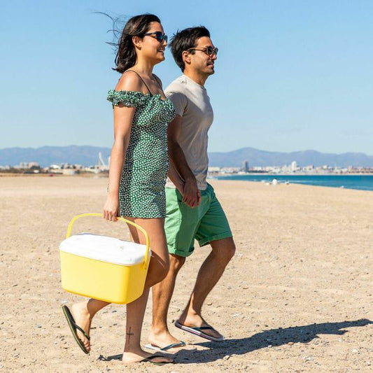Nevera Rígida Lilty InnovaGoods 15 L – Retro Turquesa, Aislamiento Airpop y Tapa con Portavasos InnovaGoods