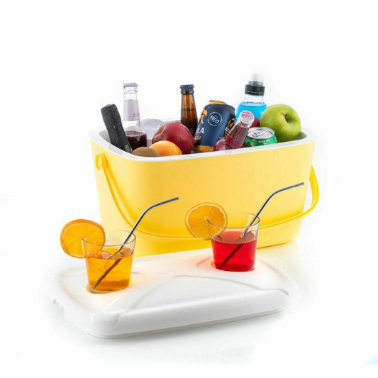Nevera Rígida Lilty InnovaGoods 15 L – Retro Turquesa, Aislamiento Airpop y Tapa con Portavasos InnovaGoods