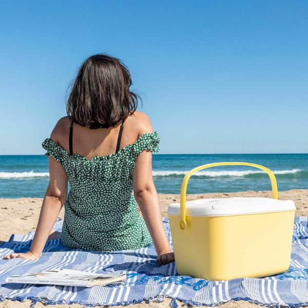 Nevera Rígida Lilty InnovaGoods 15 L – Retro Turquesa, Aislamiento Airpop y Tapa con Portavasos InnovaGoods