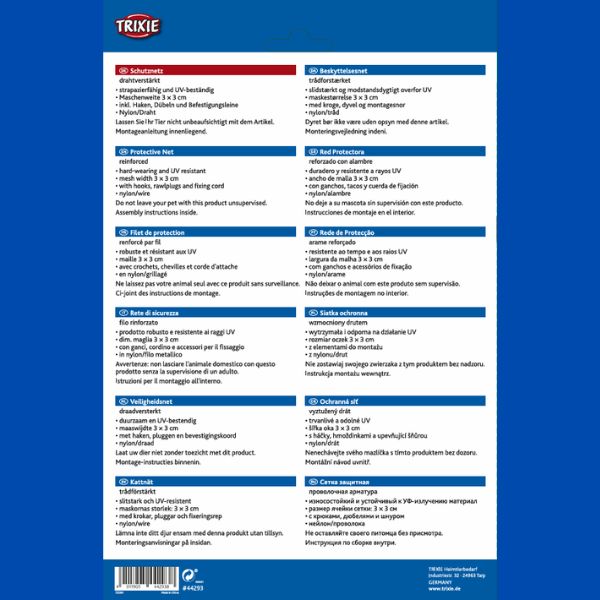 Red de Seguridad Trixie Reforzada 4x3m - Protección Anti-Mordiscos para Balcones Trixie