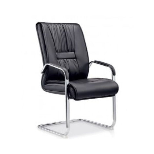 Sillón de Oficina FLANDES - Patín Cromado en Similpiel Negra - TU ULTIMO CLIC