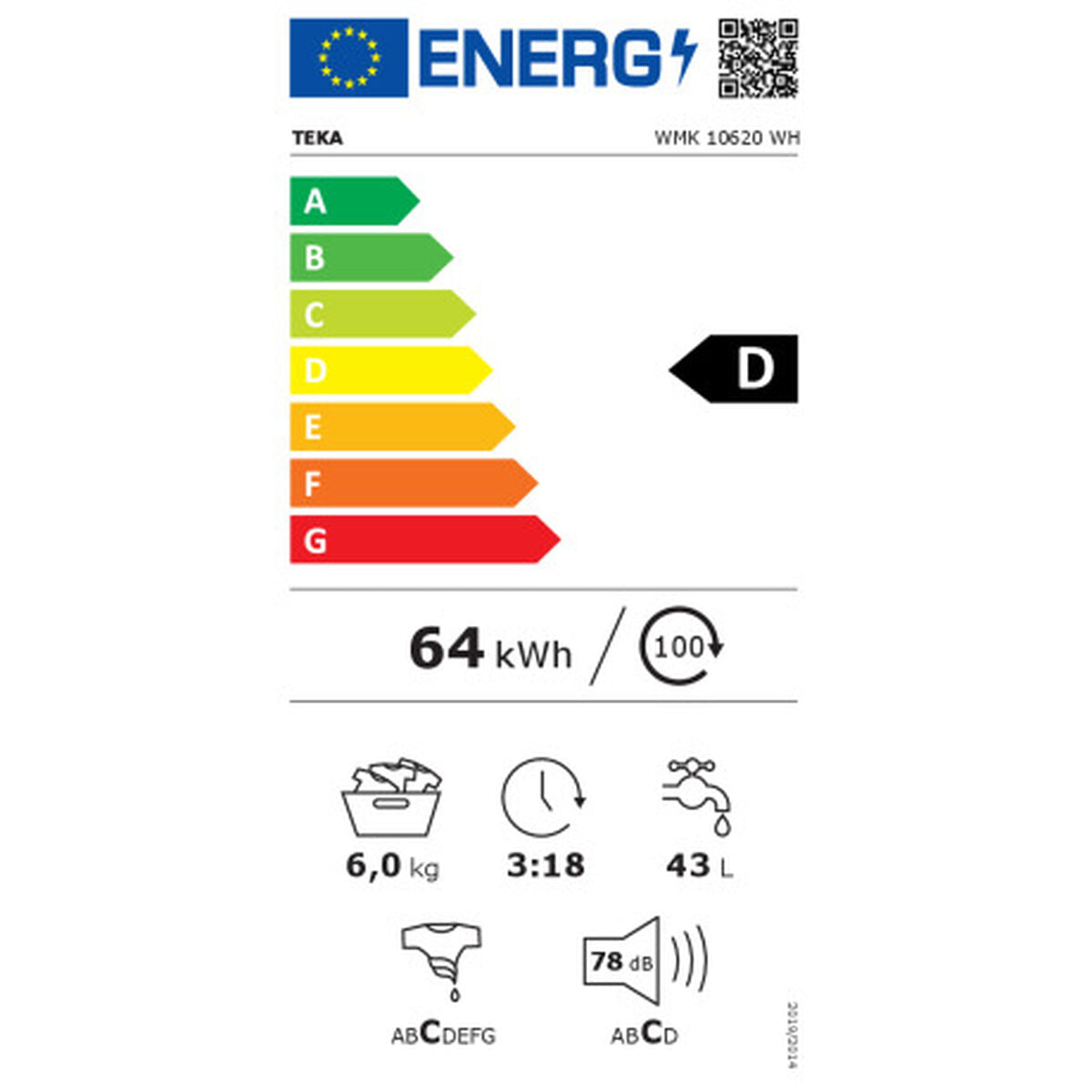 ETIQUETA ENERGETICA Lavadora_Teka_WMK10620_1000_rpm_6_Kg_Blanco.5 - TU-ULTIMO-CLIC