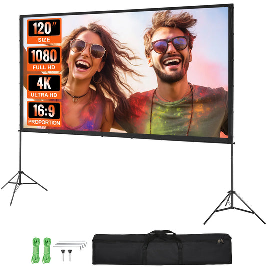 SucceBuy Pantalla de Proyector Portátil - 100-150" 16:9 4K HD con Soporte - TU ULTIMO CLIC