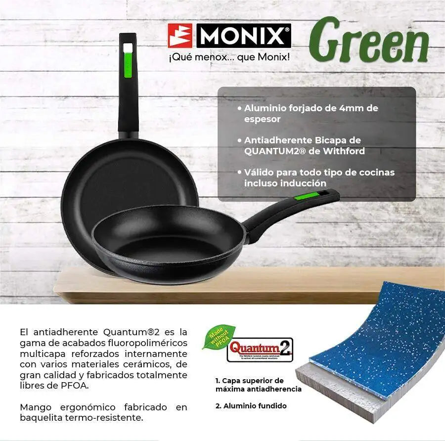 Sartenes Monix Green 18-22-26 cm Antiadherentes - TU ULTIMO CLIC