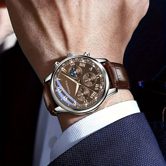 Reloj de Cuarzo GENEVA para Hombre - Diseño Redondo con Correa de Cuero - TU ULTIMO CLIC