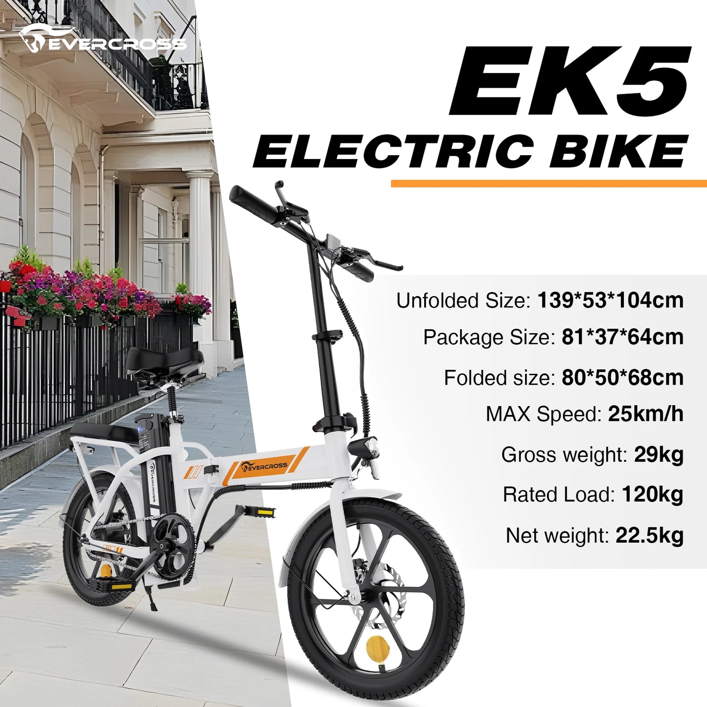 EVERCROSS TECH EK5 Bicicleta Eléctrica Plegable  Motor 250W y Autonomía 45 km - TU ULTIMO CLIC