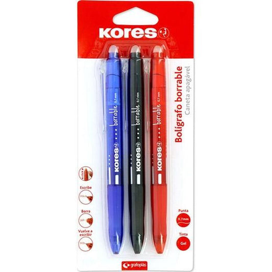 Bolígrafos Gel Kores Multicolor - Pack 12 con Punta 0,7 mm y Tinta Borrable - TU ULTIMO CLIC