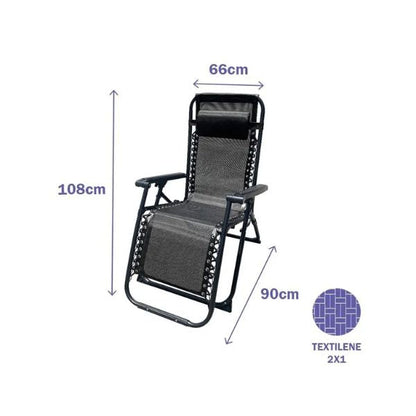 Silla Plegable Marbueno Negra para Exterior 90 x 108 x 66 cm | Silla Camping y Jardín Marbueno