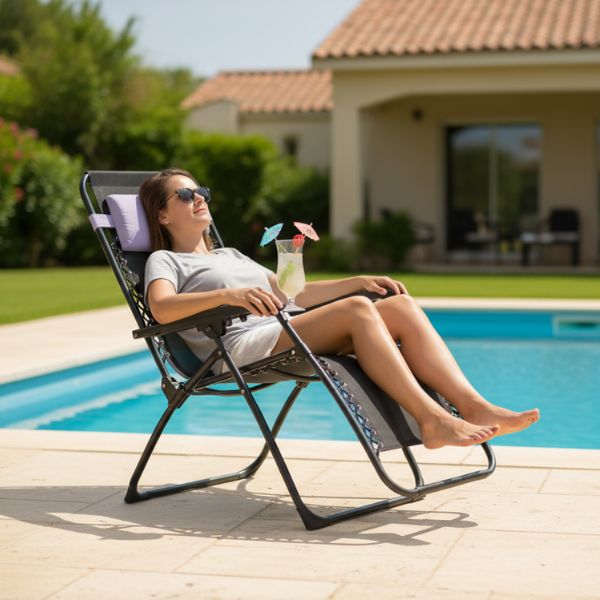 Silla Plegable Marbueno Negra para Exterior 90 x 108 x 66 cm | Silla Camping y Jardín Marbueno