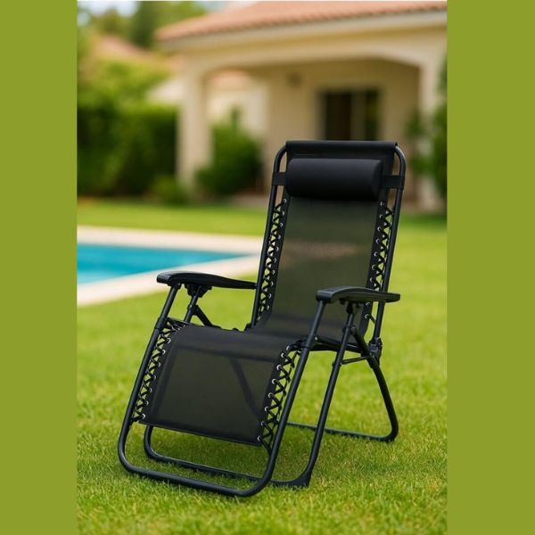 Silla Plegable Marbueno Negra para Exterior 90 x 108 x 66 cm | Silla Camping y Jardín Marbueno
