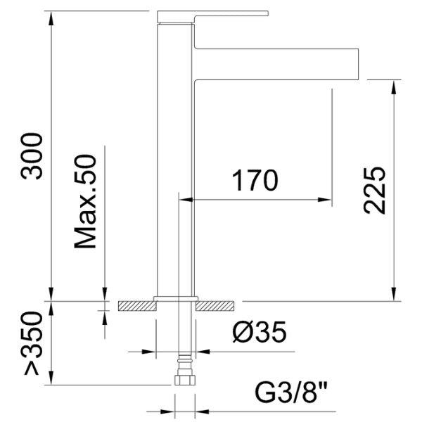 Grifo Lavabo Velvet II - Monomando Cascada 225 mm Oro, Negro Mate y Gunmetal - TU ULTIMO CLIC