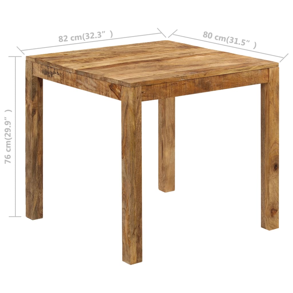 Mesa de Comedor - Madera Maciza de Mango 82x80x76 cm Estilo Rústico - TU ULTIMO CLIC