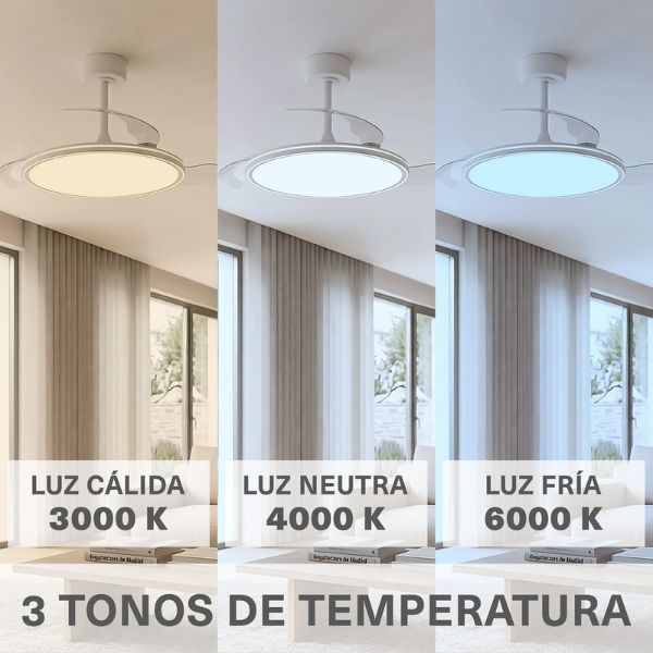 Ventiladores de Techo LED Silenciosos – Motor DC, Aspas Retráctiles y Diseño Premium (Hogar y Grandes Espacios) Balmain