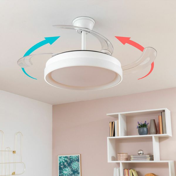 Ventilador de Techo LED Keteez InnovaGoods – 4 Aspas Retráctiles, 6 Velocidades y Función Verano/Invierno InnovaGoods