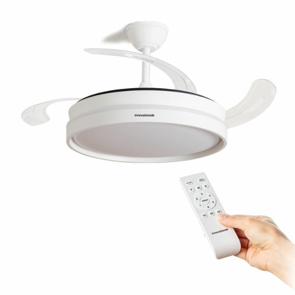 Ventilador de Techo LED Keteez InnovaGoods – 4 Aspas Retráctiles, 6 Velocidades y Función Verano/Invierno InnovaGoods
