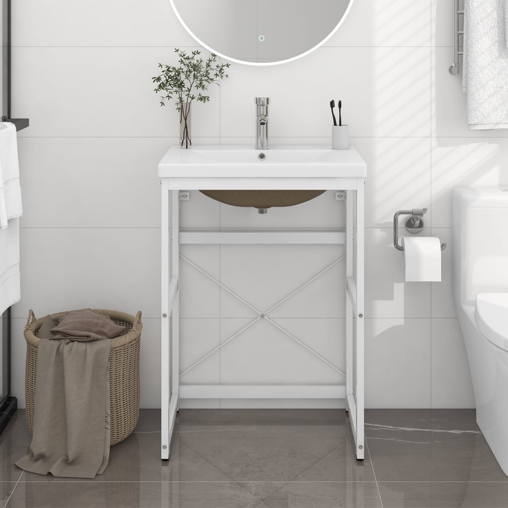 Estructura de Baño con Lavabo Integrado 59 x 38 x 83 cm - Hierro Negro o Blanco Moderno - TU ULTIMO CLIC