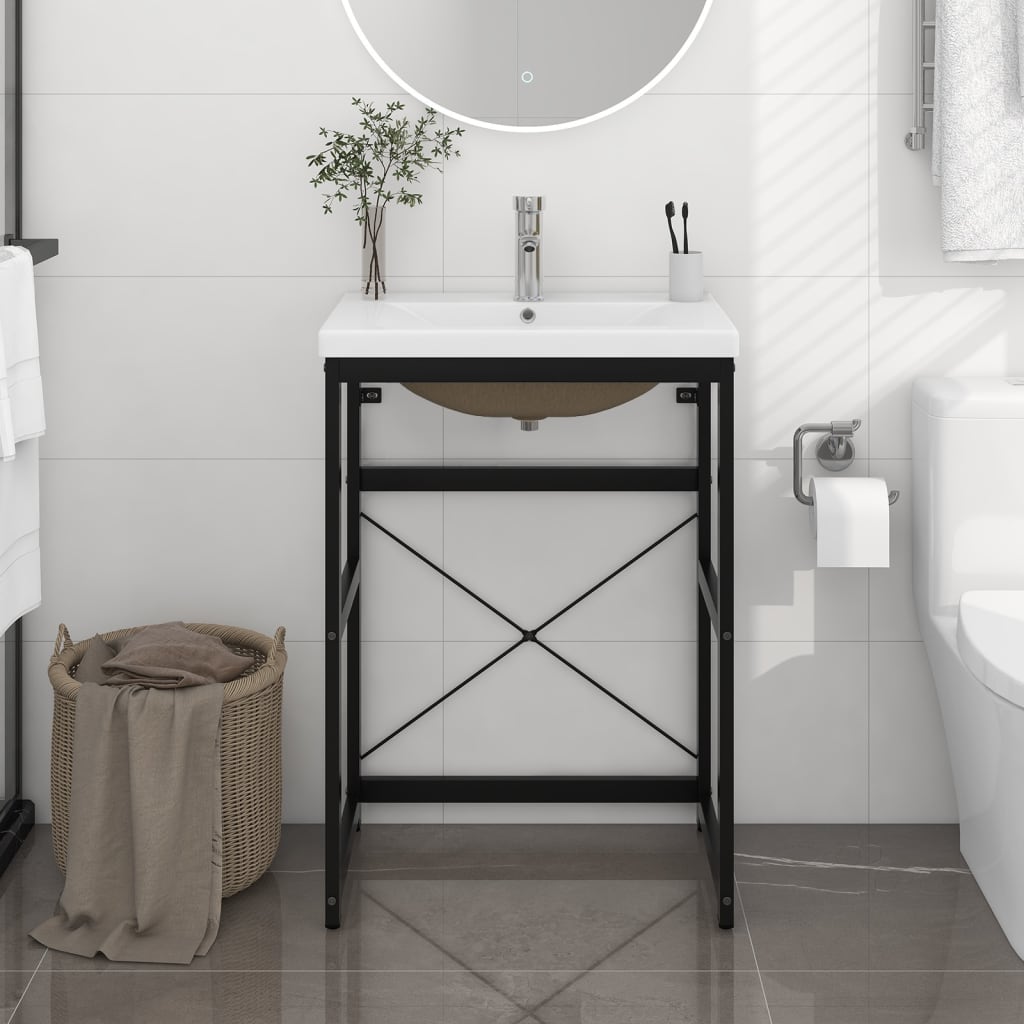 Estructura de Baño con Lavabo Integrado 59 x 38 x 83 cm - Hierro Negro o Blanco Moderno - TU ULTIMO CLIC