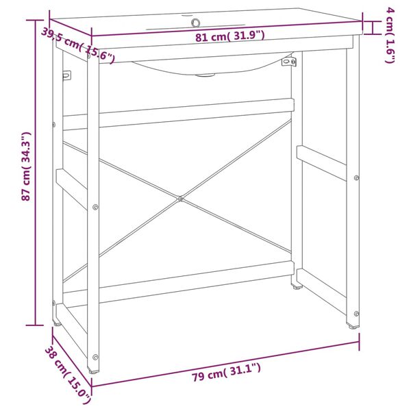 Estructura de Baño con Lavabo Integrado - Hierro Negro o Blanco 79x38x83 cm - TU ULTIMO CLIC
