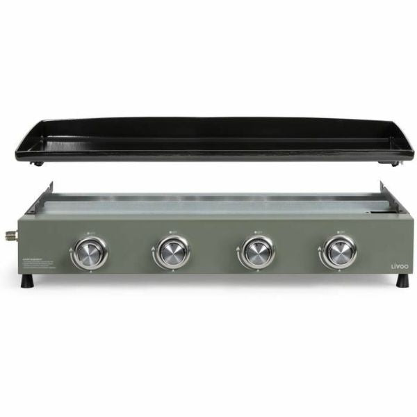Livoo DOC325 Plancha de Cocina a Gas 4 Quemadores Negra y Verde - TU-ULTIMO-CLIC
