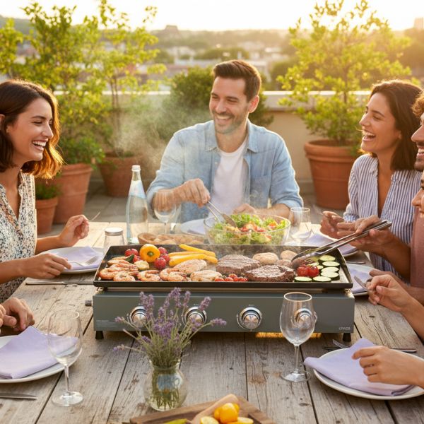 Livoo DOC325 Plancha de Cocina a Gas 4 Quemadores Negra y Verde - TU-ULTIMO-CLIC